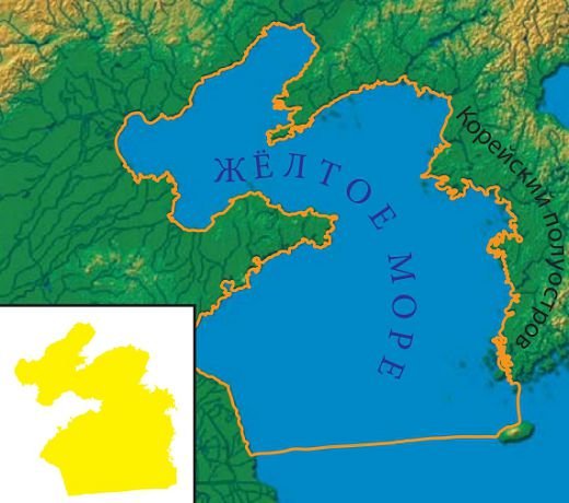 Границы желтое море на карте мира