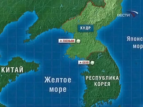 Желтое море на карте