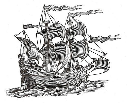 Каравелла Колумба гравюра