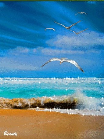 Анимация корабль плывет по морю