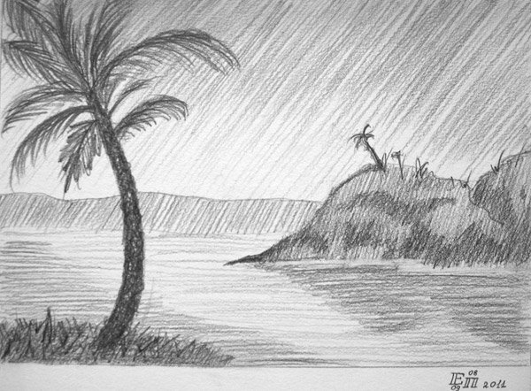 Пейзаж карандашом легкий