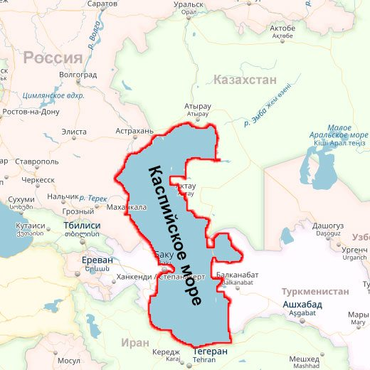 Каспийское море озеро на карте