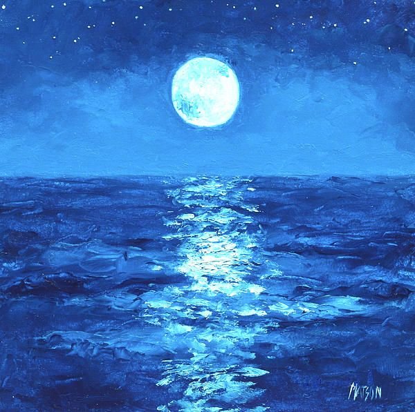 Пейзажи с луной карандашом