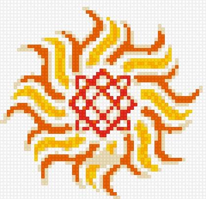 Вышивка солнце и Луна