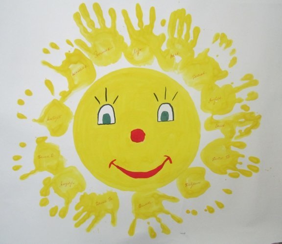Рисование ладошками солнышко