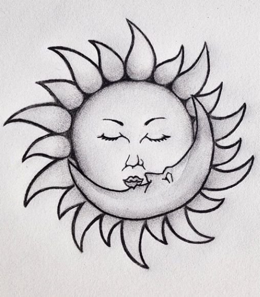 Рисунок солнца карандашом для срисовки