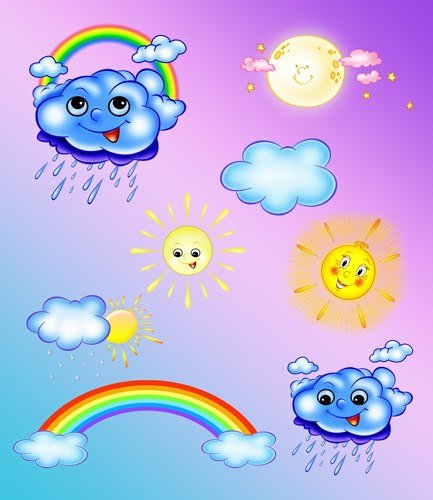 Солнышко и облака для детского сада