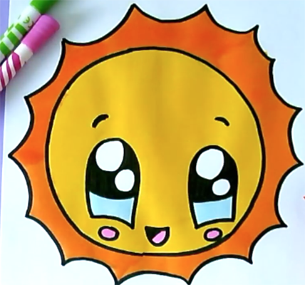 Милое солнце для срисовки