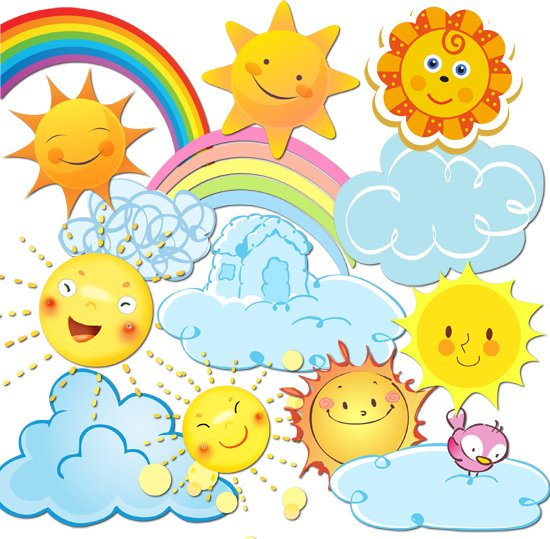 Солнышко и облака для оформления