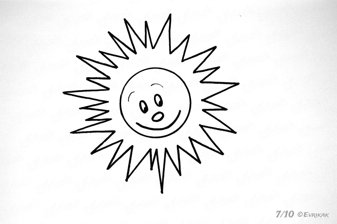 Раскраска Радуга и солнце