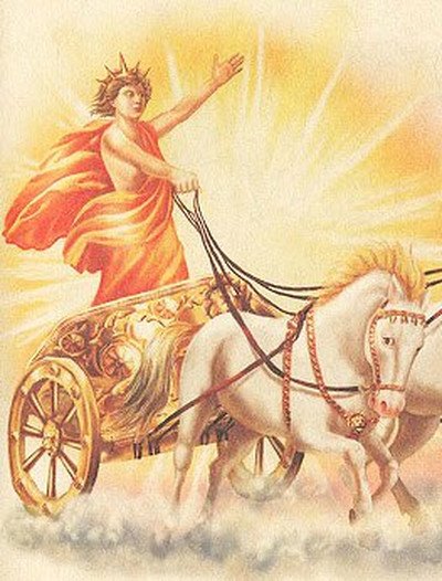 Бог солнца Гелиос на колеснице