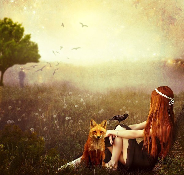 Рыжеволосые девушки с цветами