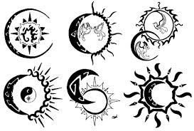 Тату солнце и Луна эскиз