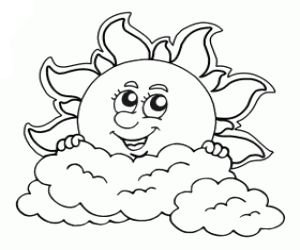 Солнце и тучка раскраска