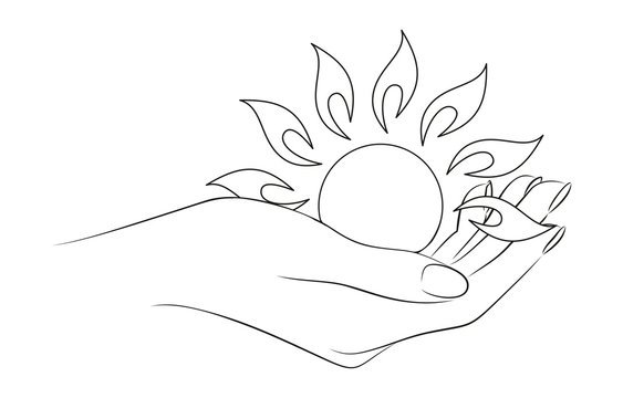 Солнце в руках рисунок