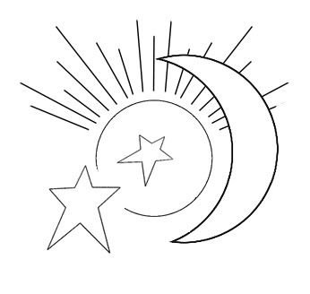 Солнце и месяц контур