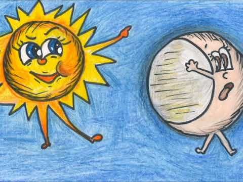 Лунный пейзаж гуашью