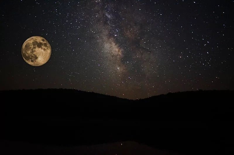 Ночная небо звезды луна