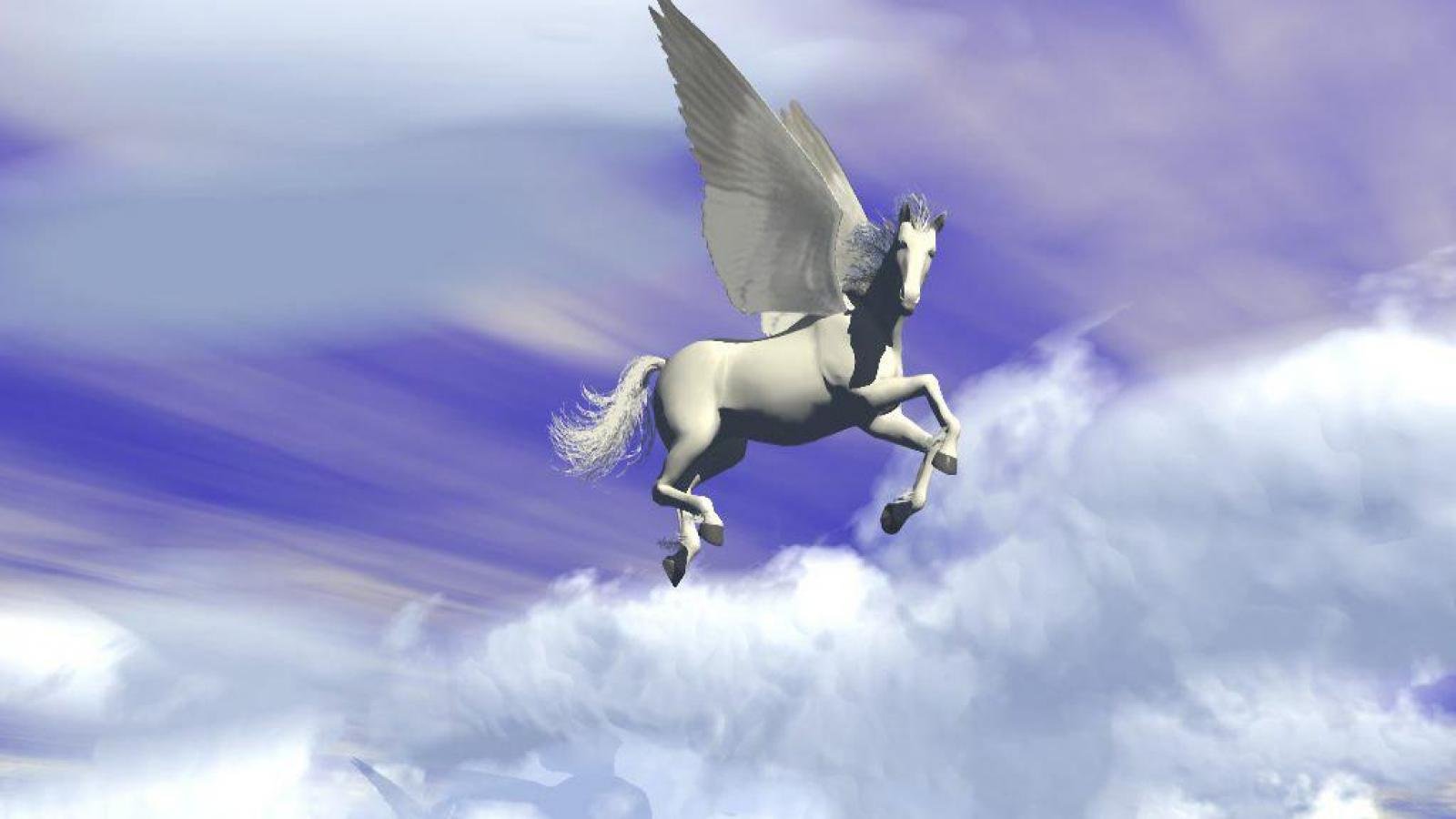 Отец крылатого коня пегаса. Единорог с крыльями. Летящий конь. Крылатый конь. Летающая лошадь с крыльями.