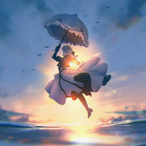 Вайолет Эвергарден прыжок с зонтиком