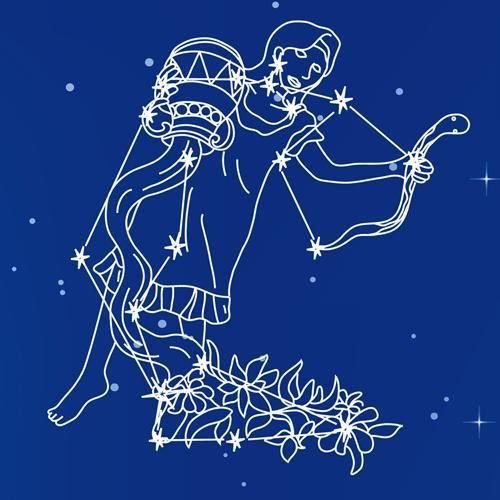 Созвездие Водолей на белом фоне