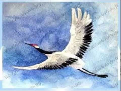 Рисование журавля в небе