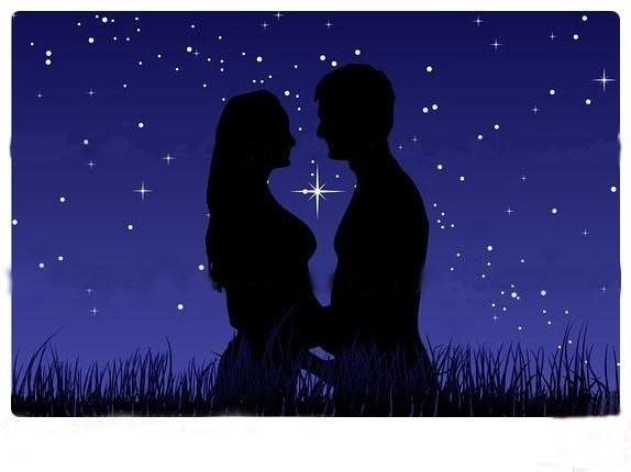 Звездное небо силуэт влюбленных
