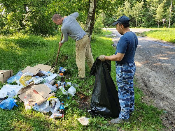 Уборка мусора после пикника