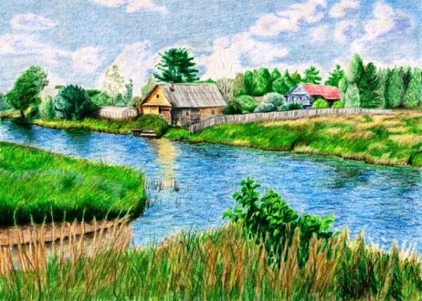 Весенний пейзаж пастелью