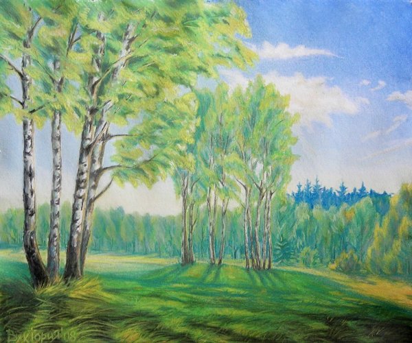 Природа цветными карандашами