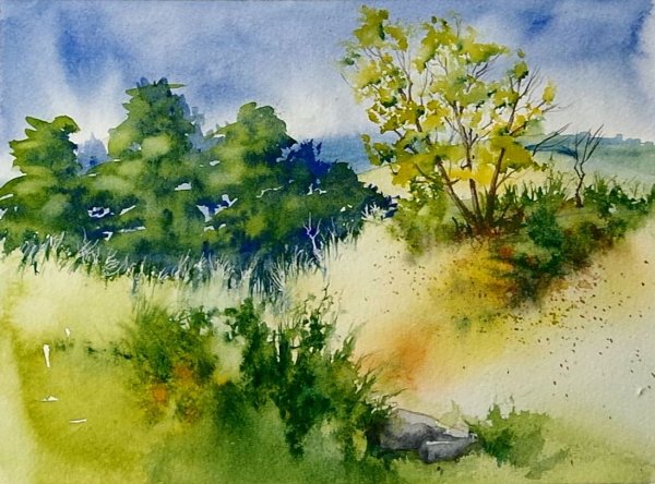 Пейзаж акварелью