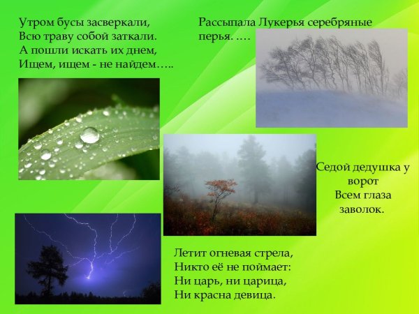Загадки о природных явлениях в картинках для детей