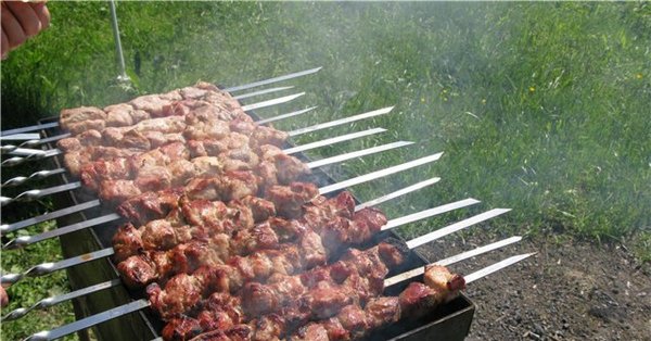 Шашлык в беседке с мангалом