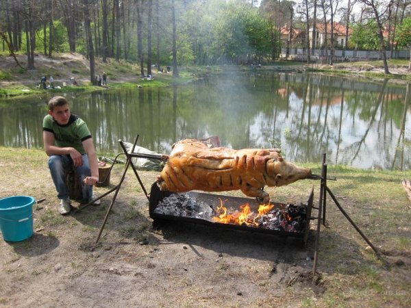 Шашлык на рыбалке