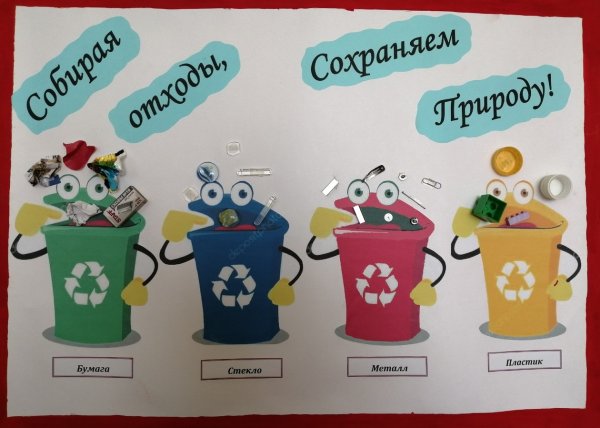 Аппликация сортируем мусор бережем природу