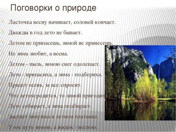 Пословицы о природе