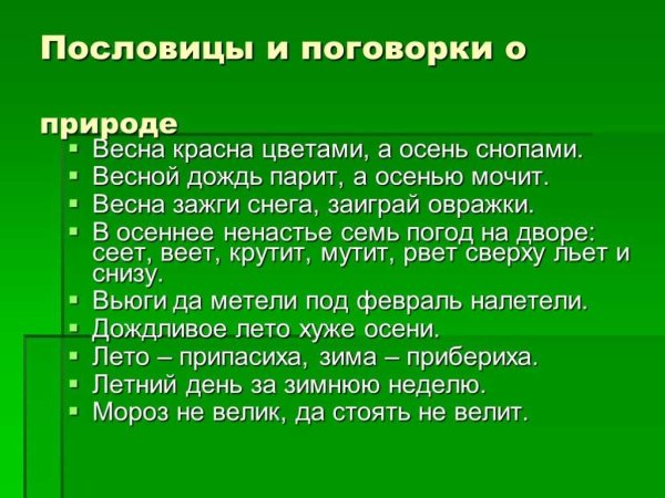 Поговорки о природе