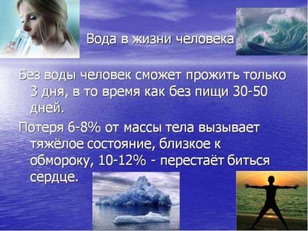 Значение воды в жизни человека