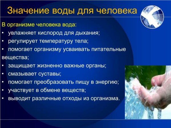 Значение воды в жизни человека доклад