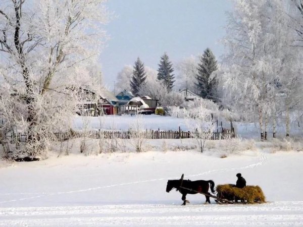 Русская деревня зимой