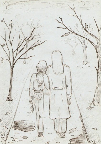 Пейзажи с оленем карандашом