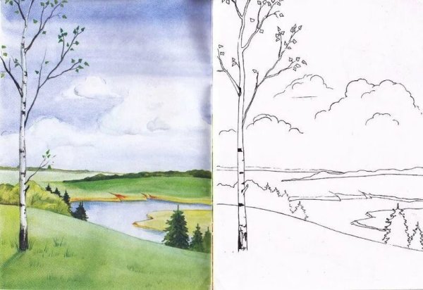 Рисунки для срисовки природа