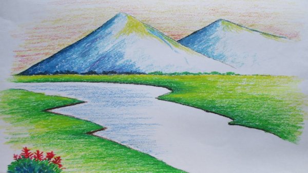 Закат рисунок карандашом