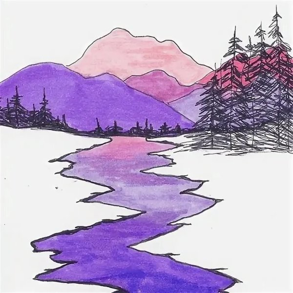 Легкие пейзажи фломастерами
