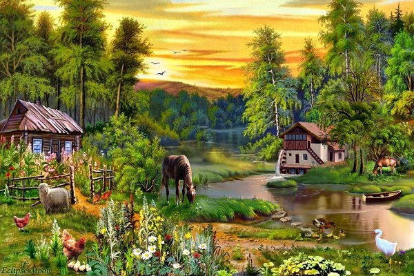 Летний пейзаж с домиком