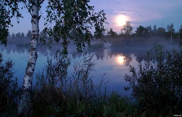 Человек в лодке на закате