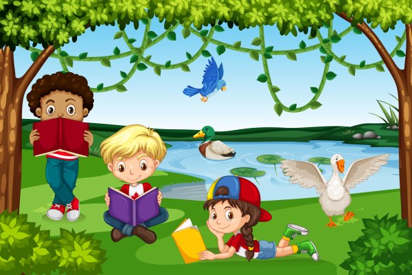 Векторная иллюстрация дети на природе