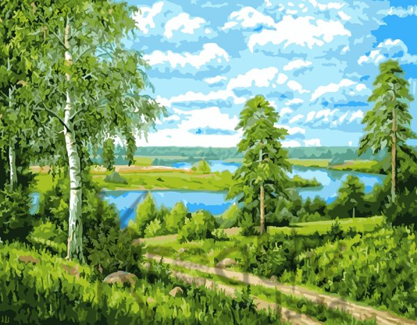 Лесная речка живопись маслом