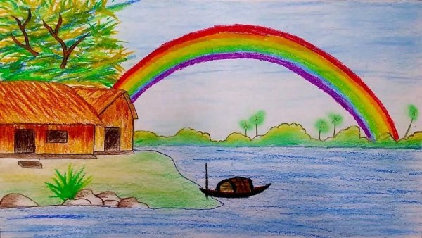 Летний пейзаж карандашом