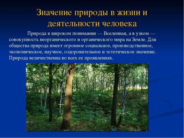 Роль природы в жизни человека